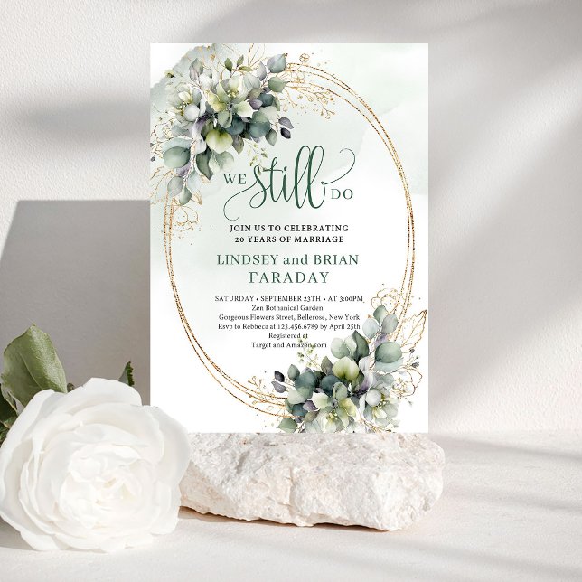 Invitación de acuarela verde polvoriento botánico  (Botanical Dusty Green Watercolor We Still Do Invite)