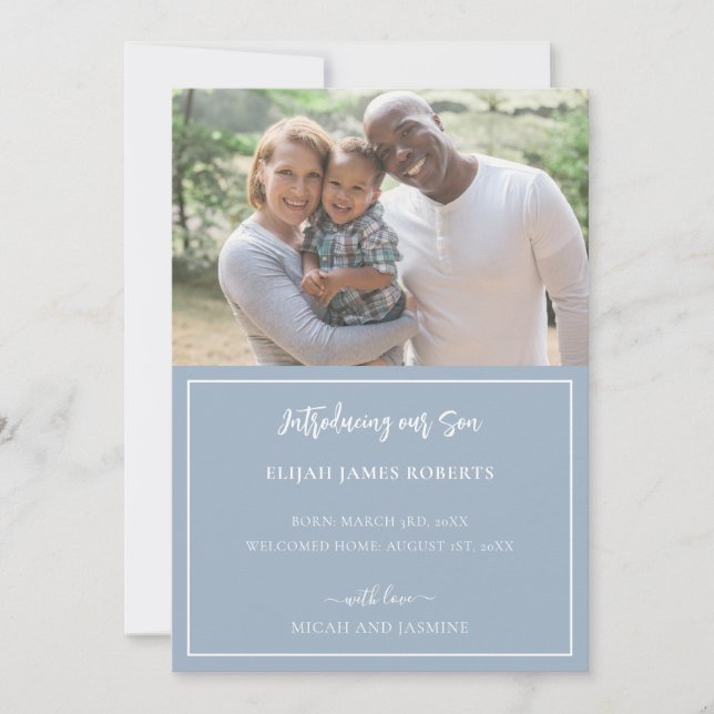 Invitación de adopción Banda azul y blanca (Anverso)