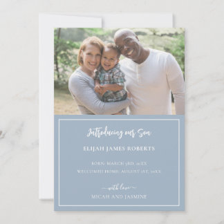 Invitación de adopción Banda azul y blanca