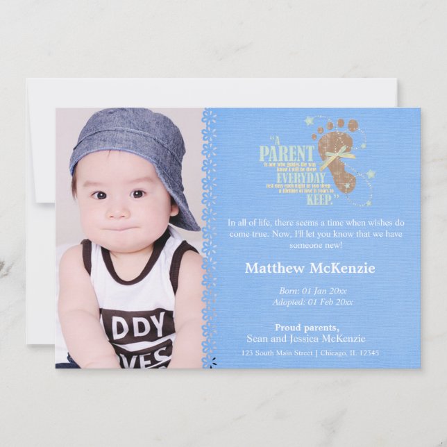 Invitación de Adopción Boy (Anverso)