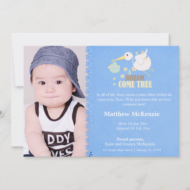 Invitación de Adopción Boy (Anverso)