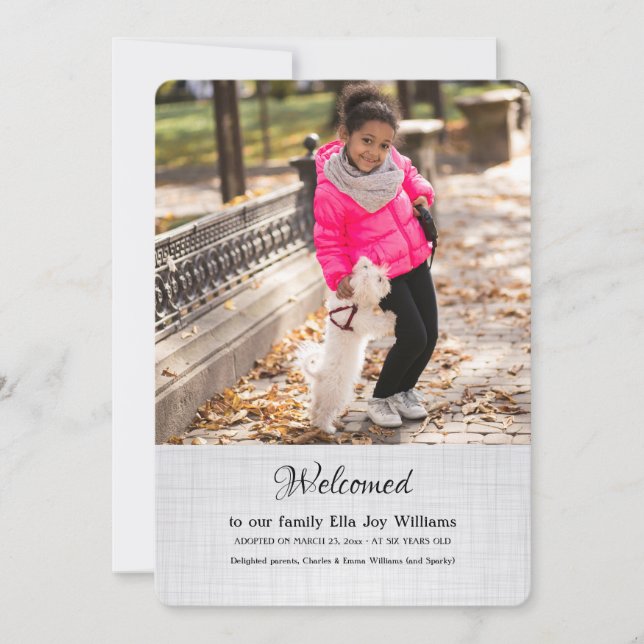 Invitación de adopción con foto (Anverso)