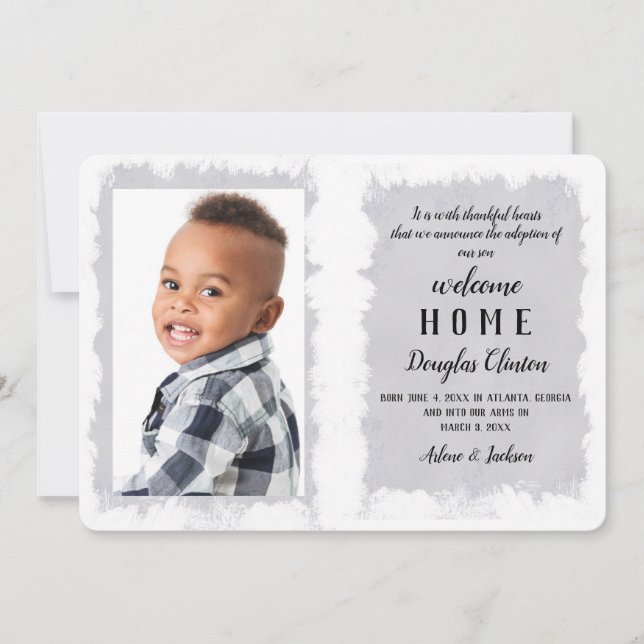 Invitación de adopción de foto de bienvenida en ca (Anverso)