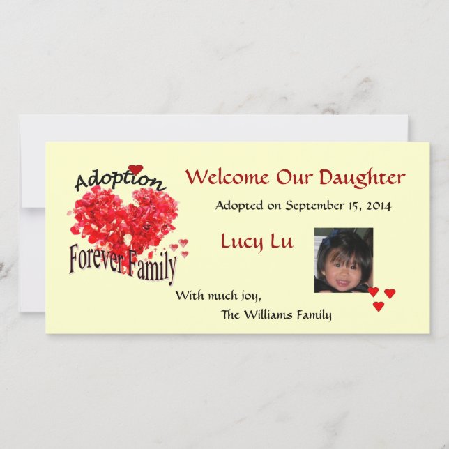 Invitación de Adopción de Fotografía de Familia Fo (Anverso)
