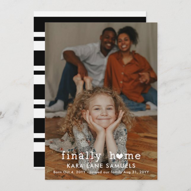 Invitación de adopción de fotos de hogares por fin (Anverso / Reverso)