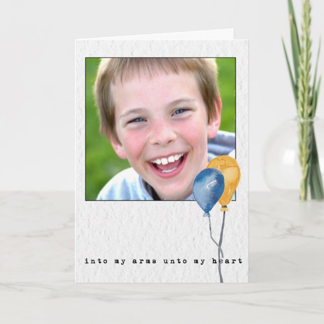 Invitación de adopción de globos acuarelas pintada (Anverso)