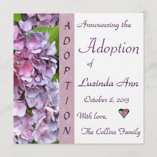 Invitación de adopción de la hidrangea púrpura