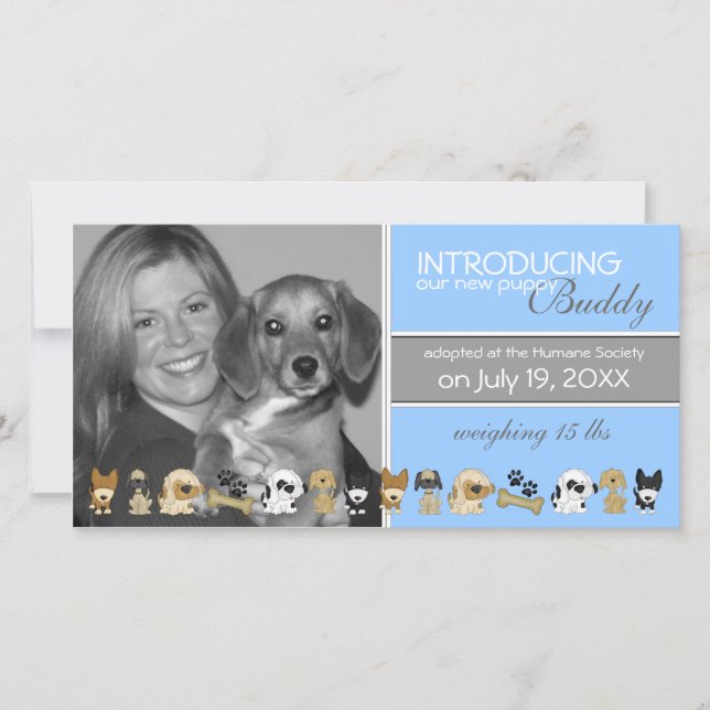 Invitación de adopción de perro nuevo (Anverso)