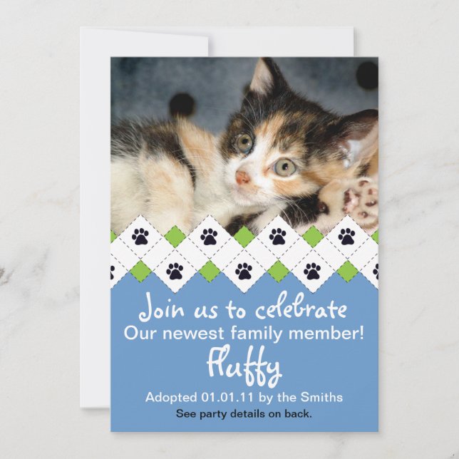 Invitación de adopción gatos/gatitos (Anverso)