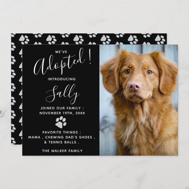 Invitación de adopción mascota - Elegante Mascota  (Anverso / Reverso)