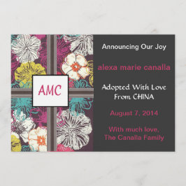 Invitación de Adopción Monogramada de Floral Asiát