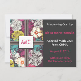 Invitación de Adopción Monogramada de Floral Asiát
