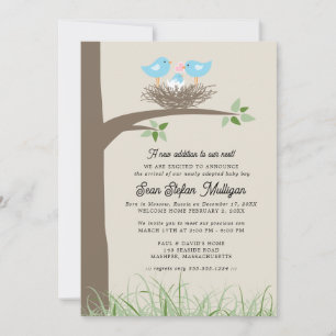 Invitación de adopción Nido de Bird