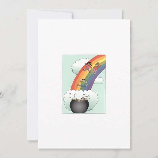 Invitación de adopción para niños arcoiris (Anverso)