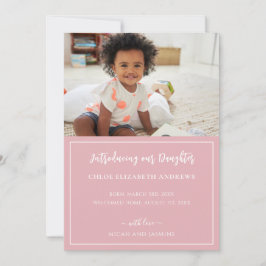 Invitación de adopción raya rosa y blanca