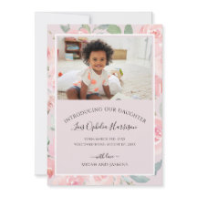 Invitación de adopción Rubor Floral rosa