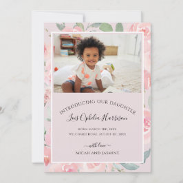 Invitación de adopción Rubor Floral rosa