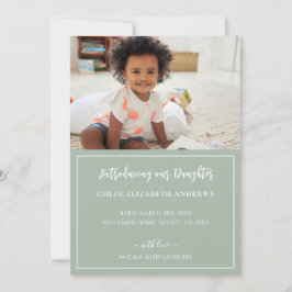 Invitación de adopción Sage Huella verde y blanca