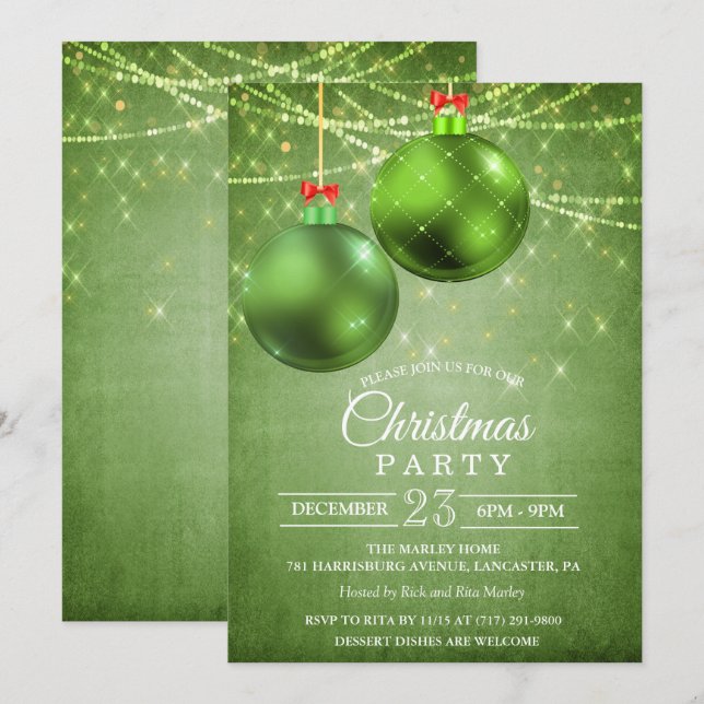 Invitación de Adorno de Navidad (Anverso / Reverso)