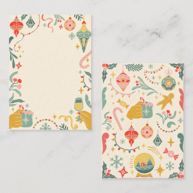 Invitación de adornos para fiesta de Navidad (Anverso / Reverso)