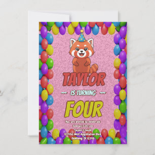 Invitación de adulto de Panda Rojo Caprichoso