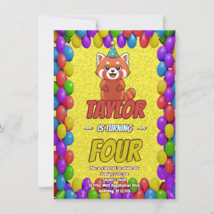 Invitación de adulto de Panda Rojo Caprichoso