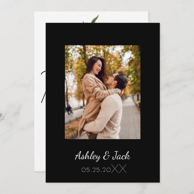 Invitación de agradecimiento de boda con foto eleg (Anverso / Reverso)