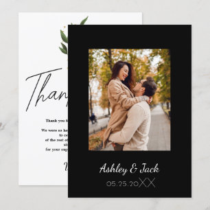 Invitación de agradecimiento de boda con foto eleg