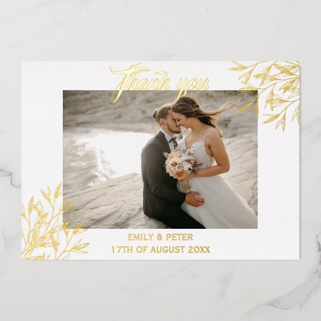 Invitación de agradecimiento de boda de oro en lám (Anverso)