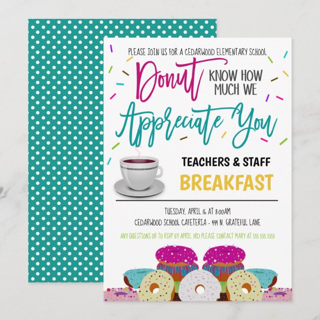 Invitación de agradecimiento de donut (Anverso / Reverso)