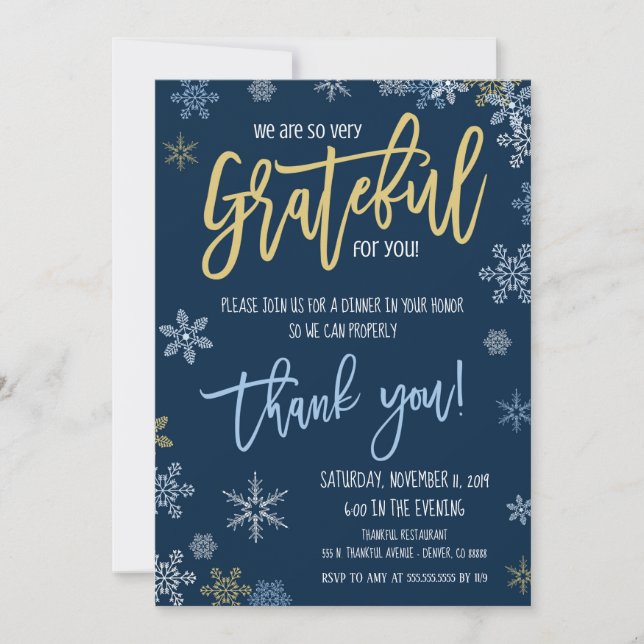 Invitación de Agradecimiento Navideño, Fiesta Corp (Anverso)