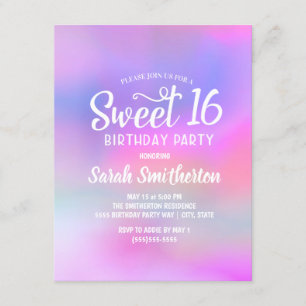 Invitación de agua dulce rosa púrpura para Sweet 1