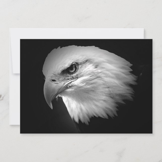 Invitación de águila baldosa estadounidense BW (Anverso)