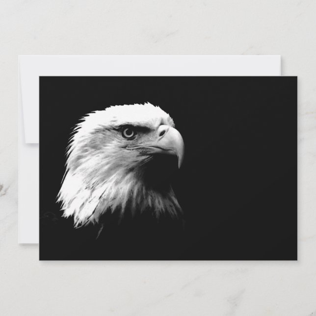 Invitación de águila norteamericana blanca y negra (Anverso)