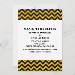 Invitación de Ahorro de Fecha Chevron Glitter, Ama