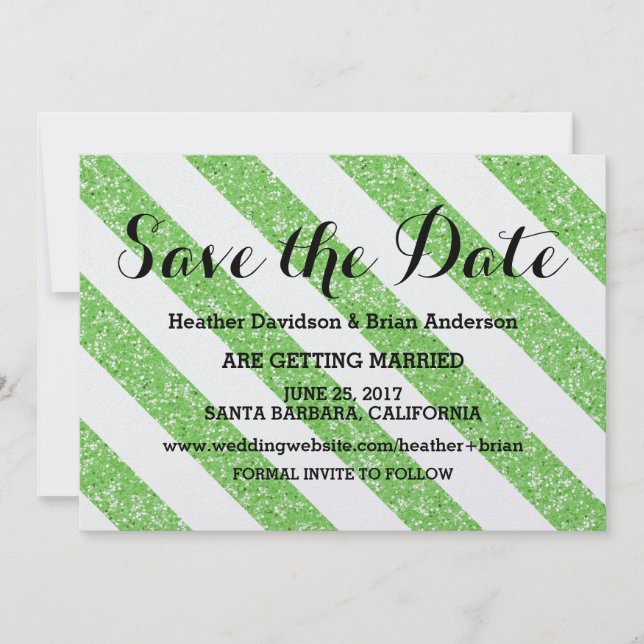 Invitación de ahorro de fecha con rayas de brillo  (Anverso)