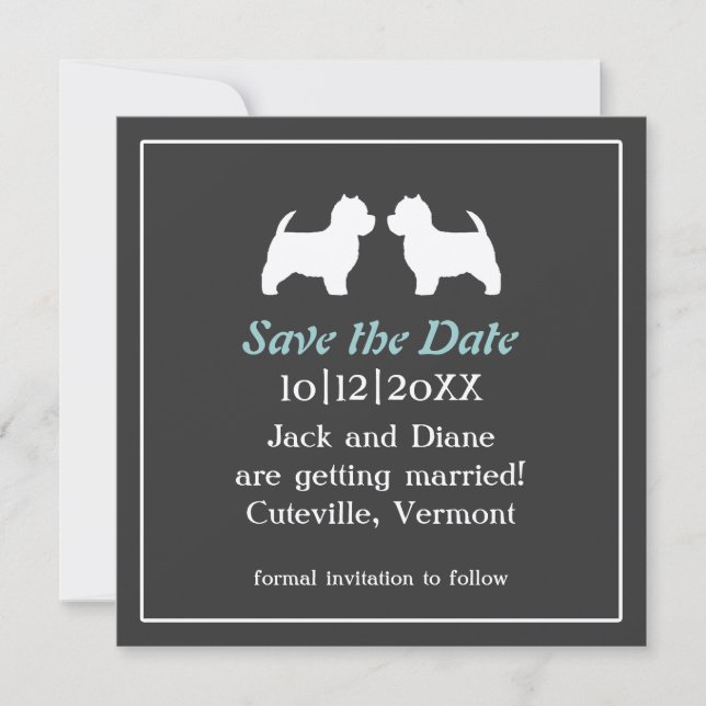 Invitación de Ahorro de Fecha de Boda de Westies (Anverso)