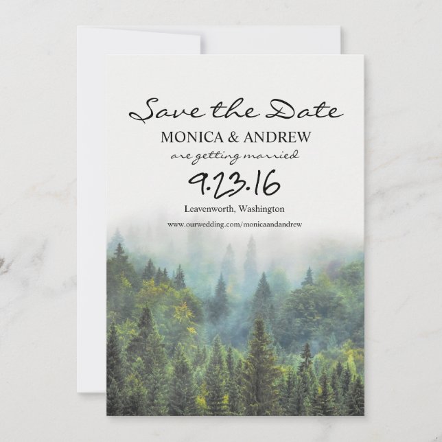 Invitación de Ahorro de Fecha de Bosque Rústico (Anverso)