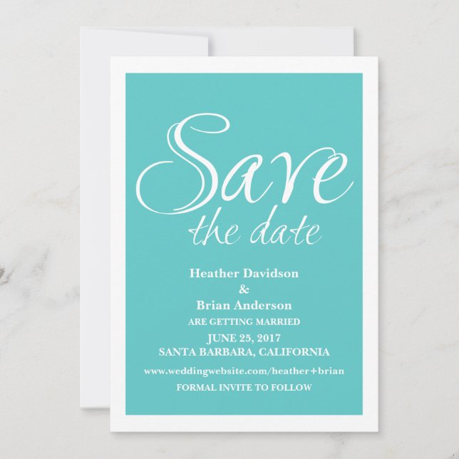 Invitación de Ahorro de Fecha de Caligrafía, Turqu (Anverso)