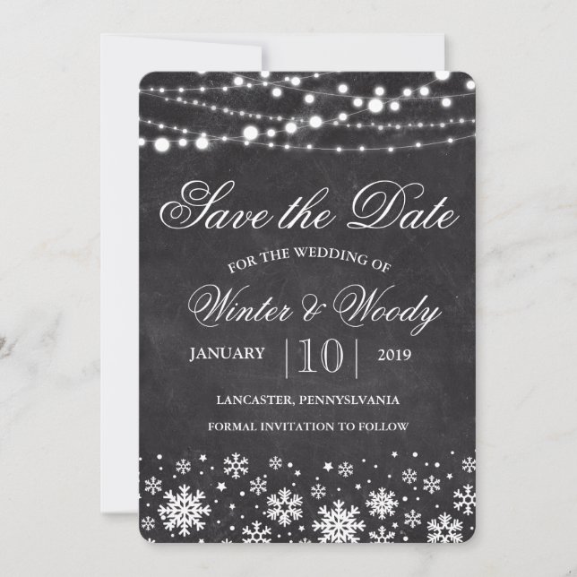 Invitación de Ahorro de Fecha de Copo de Nieve de  (Anverso)