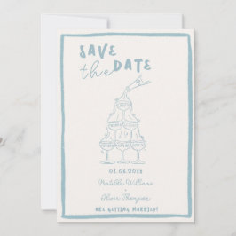 Invitación de Ahorro de Fecha de Ensueño Azul Mist