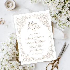 Invitación de Ahorro de Fecha de Marco Floral Vint