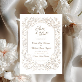 Invitación de Ahorro de Fecha de Marco Floral Vint
