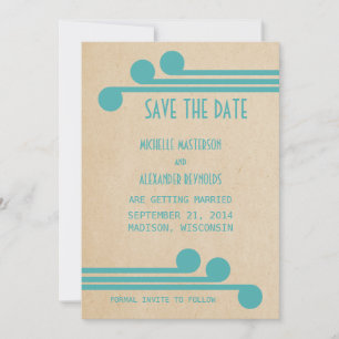 Invitación de Ahorro de Fecha Deco Chic Verde Teal