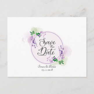 Invitación de ahorro de fecha floral lavanda