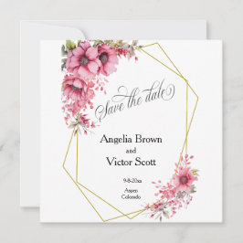 Invitación de ahorro de fecha floral rosa