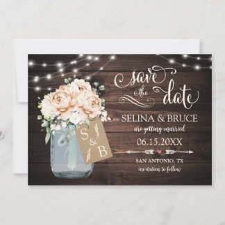 Invitación de Ahorro de Fecha Floral Rústica de Ma