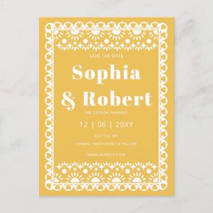 Invitación de Ahorro de Papel Picado Amarillo de F