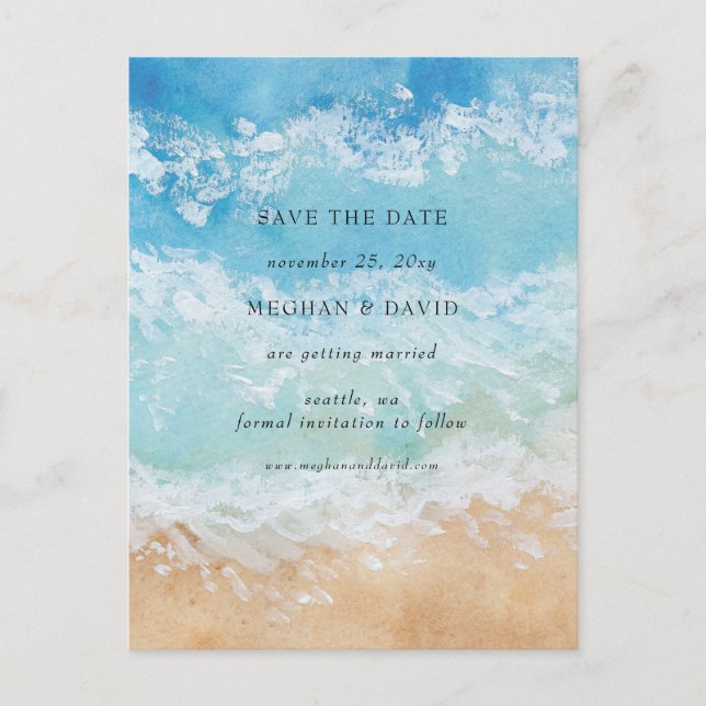 Invitación de Ahorro de Playa de Mar de Verano de  (Anverso)