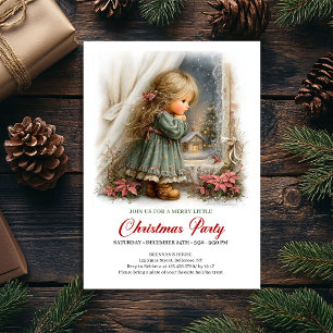 Invitación de Alegría Navideña Niña Bonita Escena